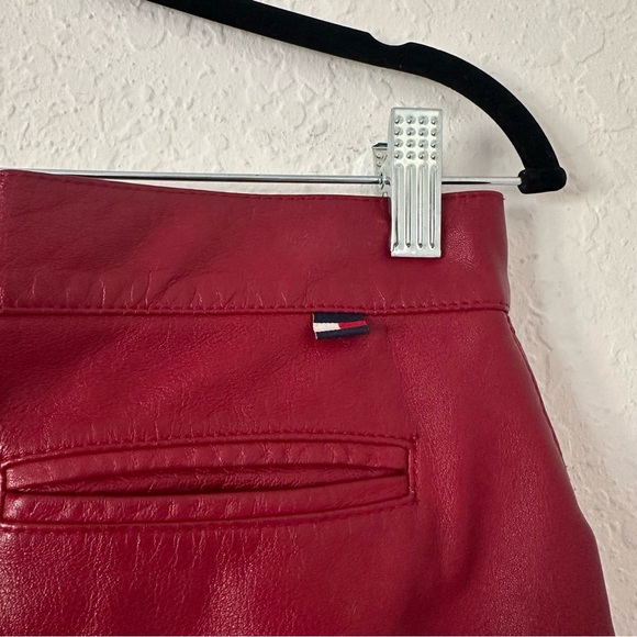 Tommy Hilfiger Vintage Red Leather Pants Size 7 - Picture 3 of 9